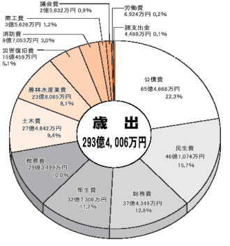 一般会計歳出・円グラフ（総額293億4,006万円）