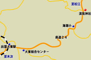 須我神社への地図