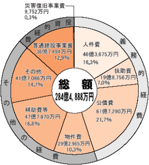 普通会計性質別決算額／総額284億4,888万円