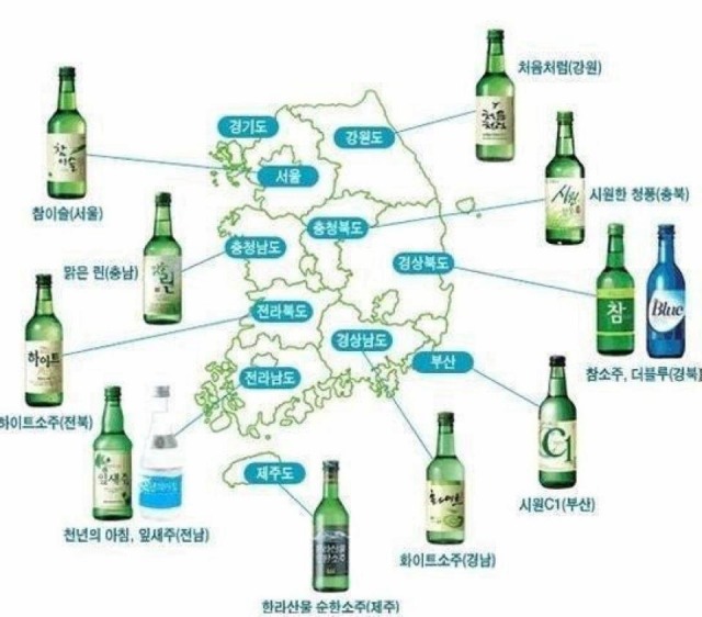 韓国の焼酎地図