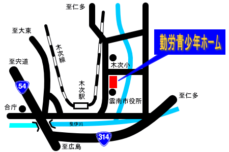 勤労青少年ホームへの地図