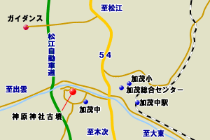 神原神社古墳への地図